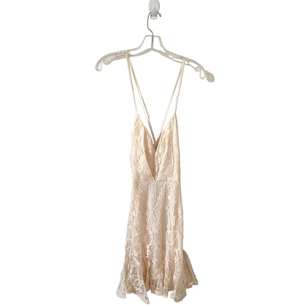 Lulu's Cream Lace Mini Dress